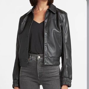 Leather bomber jacket